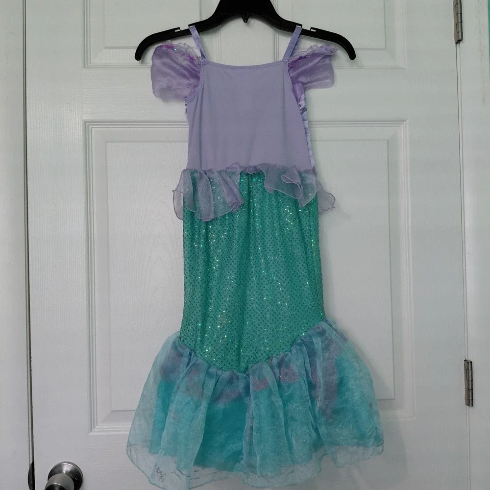 Disney Store Ariel Little Mermaid Costume Dress Purple Teal Girls 5/6 Sequin